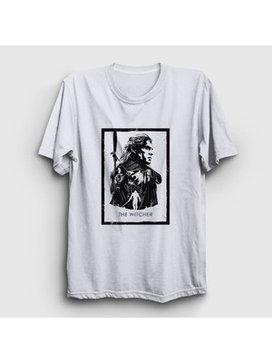 Presmono Unisex Beyaz Poster Dizi Witcher T-Shirt