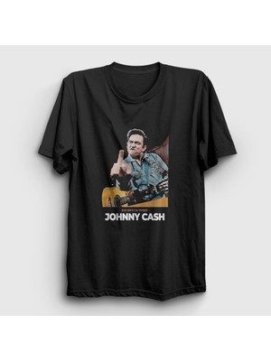 Presmono Unisex Siyah San Quentin Johnny Cash T-Shirt