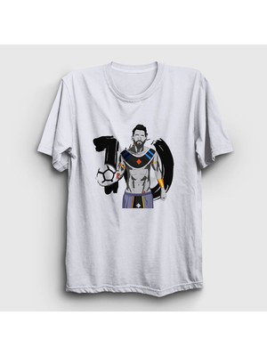 Presmono Unisex Beyaz 10 Soccer Futbol Lionel Messi T-Shirt