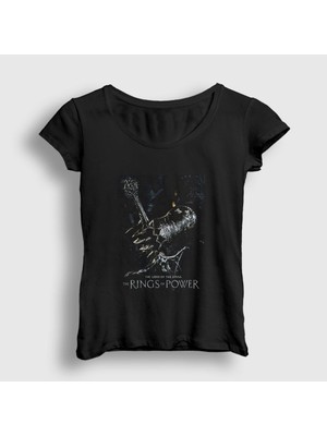 Presmono Kadın Siyah Yüzüklerin Efendisi Güç Yüzükleri Rings Of Power T-Shirt