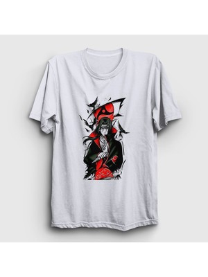 Presmono Unisex Beyaz Genjutsu Uchiha Itachi Anime Naruto T-Shirt