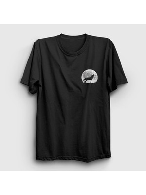Presmono Unisex Siyah Howl Moon Wolf Kurt T-Shirt