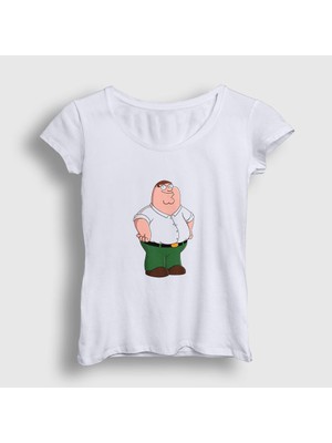 Presmono Kadın Beyaz Peter Griffin V2 Family Guy T-Shirt