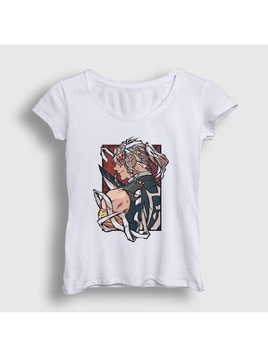 Presmono Kadın Beyaz Tengen Uzui Anime Demon Slayer Kimetsu No Yaiba T-Shirt