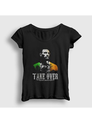 Presmono Kadın Siyah Take Over Ufc Conor Mcgregor T-Shirt