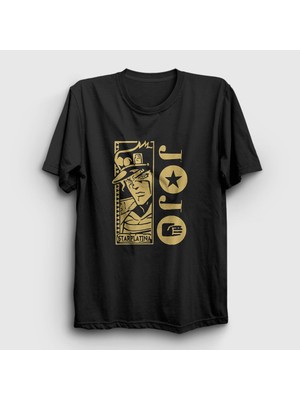 Presmono Unisex Siyah Jotaro Kujo V3 Anime Jojo T-Shirt