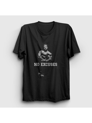 Presmono Unisex Siyah No Excuses Gym Spor Chris Bumstead T-Shirt