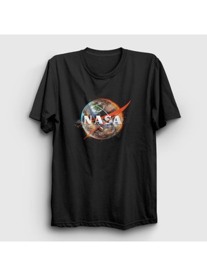 Presmono Unisex Siyah Planet Nasa Space Uzay T-Shirt