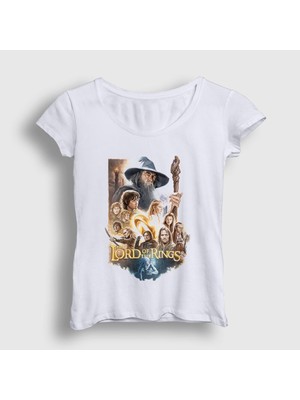Presmono Kadın Beyaz Poster Yüzüklerin Efendisi The Lord Of The Rings T-Shirt