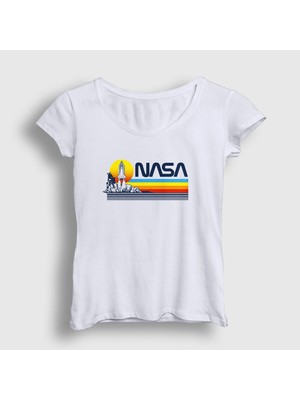 Presmono Kadın Beyaz Sun Nasa Space Uzay T-Shirt
