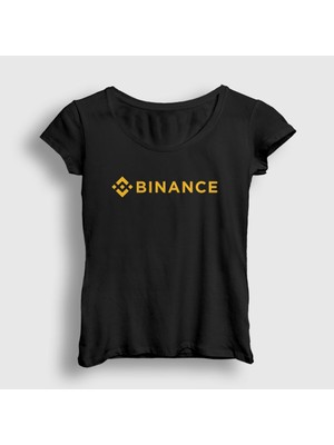 Presmono Kadın Siyah Logo Binance Bitcoin T-Shirt