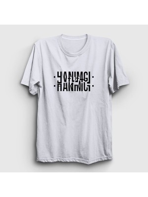Presmono Unisex Beyaz Hanımcı Katlamalı Gizli Yazılı T-Shirt