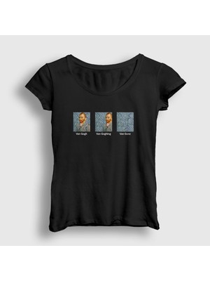 Presmono Kadın Siyah Van Gone Art Painter Vincent Van Gogh T-Shirt