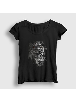 Presmono Kadın Siyah Over Lion Aslan T-Shirt