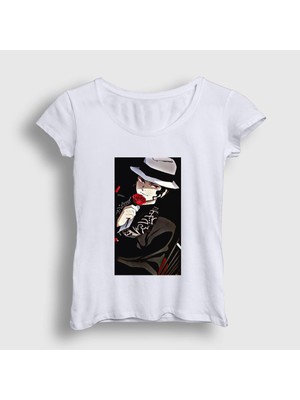 Presmono Kadın Beyaz Muzan Kibutsuji Anime Demon Slayer Kimetsu No Yaiba T-Shirt