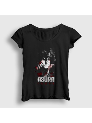 Presmono Kadın Siyah Ohma Tokita V2 Anime Kengan Ashura T-Shirt
