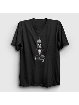 Presmono Unisex Siyah Godfather Robot Bender Futurama T-Shirt