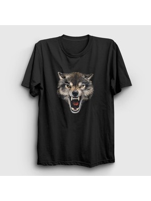 Presmono Unisex Siyah Rage Wolf Kurt T-Shirt