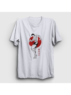 Presmono Unisex Beyaz Fighter Anime Hanma Baki T-Shirt