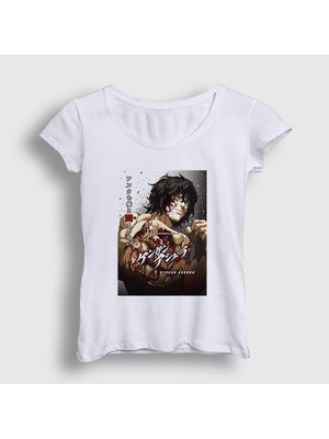 Presmono Kadın Beyaz Ohma Tokita V3 Anime Kengan Ashura T-Shirt