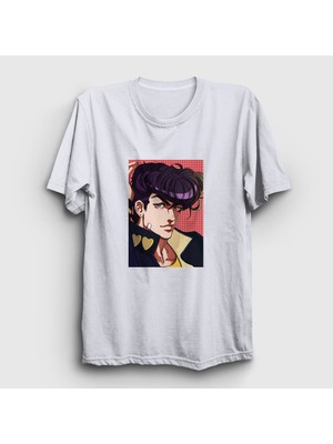 Presmono Unisex Beyaz Josuke Joestar Anime Jojo T-Shirt
