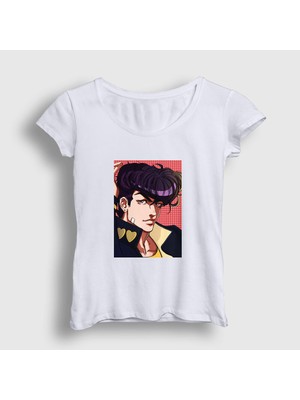 Presmono Kadın Beyaz Josuke Joestar Anime Jojo T-Shirt