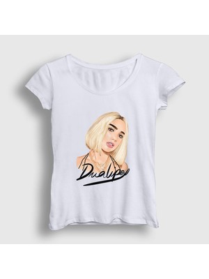 Presmono Kadın Beyaz Blonde Dua Lipa T-Shirt