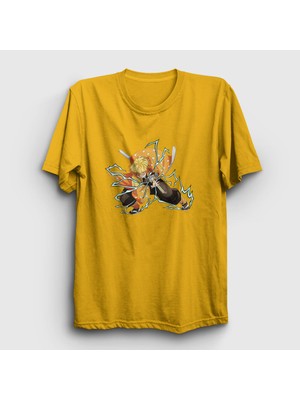 Presmono Unisex Sarı Zenitsu Anime Demon Slayer Kimetsu No Yaiba T-Shirt