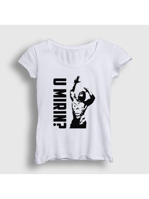 Presmono Kadın Beyaz U Mirin Gym Fitness Zyzz T-Shirt