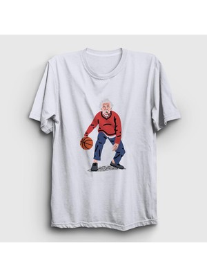 Presmono Unisex Beyaz Basketball Basketbol Albert Einstein T-Shirt