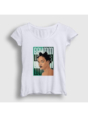 Presmono Kadın Beyaz Poster Rihanna T-Shirt