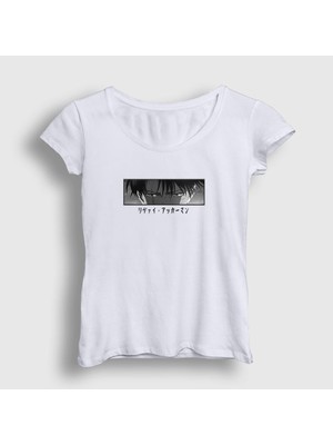 Presmono Kadın Beyaz Levi Ackerman Anime Attack On Titan T-Shirt