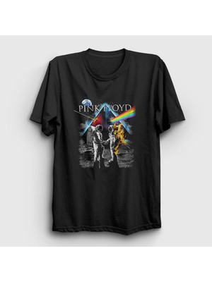 Presmono Unisex Siyah Moon V2 Pink Floyd T-Shirt