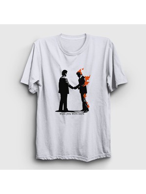 Presmono Unisex Beyaz Wish You Were Here Pink Floyd T-Shirt