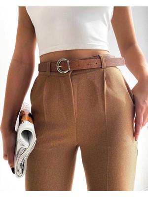 H&g Hardal Rengi Yüksek Bel Kemerli Kadın Pantolon