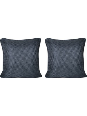 Goccia 2'lı Hasır Dokulu Fitilli Çift Taraflılı Kırlent Kılıfı Mavi Siyah