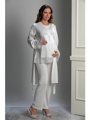 Lorian's 3022 Özel Tasarım Lohusa Pijama Takımı 3'lü Set
