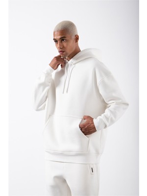 Machinist Oversize Cepli Kapüşonlu Sweatshirt Ekru