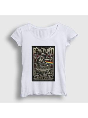 Presmono Kadın Beyaz Moon V3 Pink Floyd T-Shirt