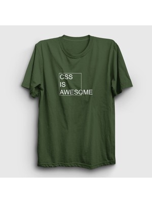 Presmono Unisex Haki Css Is Awesome Developer Yazılımcı T-Shirt