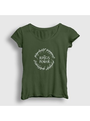 Presmono Kadın Haki V2 Yüzüklerin Efendisi Güç Yüzükleri Rings Of Power T-Shirt