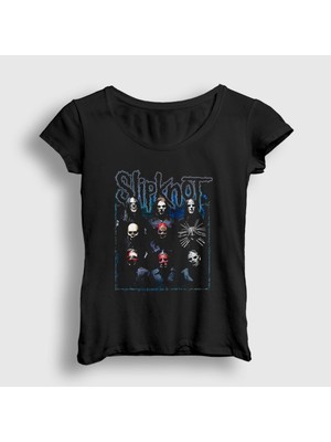 Presmono Kadın Siyah Band V4 Slipknot T-Shirt