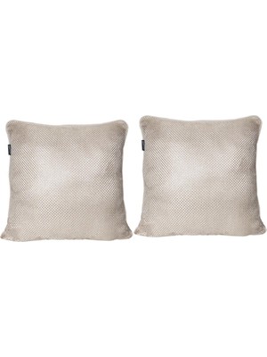 Goccia 2'lı Hasır Dokulu Fitilli Çift Taraflı Kırlent Kılıfı Açık Krem