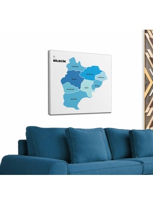 Dünyatablo Bilecik Ili ve Ilçeler Haritası  Dekoratif Kanvas Tablo 1293