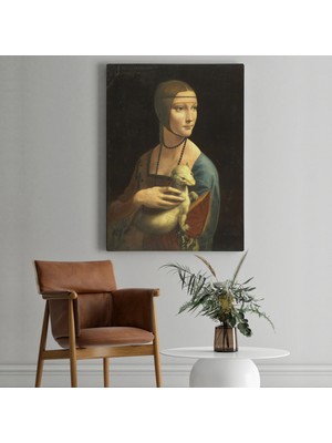 Dünyatablo Ermine Leonardo Da Vinci'nın Kakımlı Kadın Eseri Kanvas Tablo / The Lady With Bangs