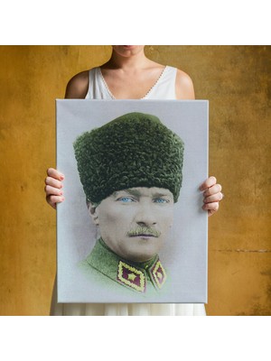 Dünyatablo Atatürk Portre Tablosu Mustafa Kemal Atatürk Dikdörtgen Dekoratif Kanvas Tablo