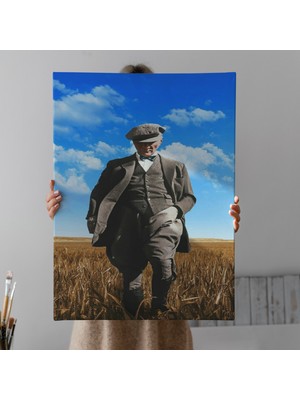 Dünyatablo Atatürk Portre Tablosu Mustafa Kemal Atatürk Dikdörtgen Dekoratif Kanvas Tablo