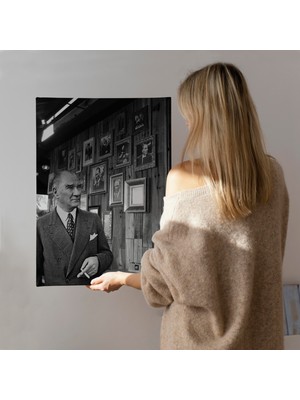 Dünyatablo Atatürk Portre Tablosu Mustafa Kemal Atatürk Dikdörtgen Dekoratif Kanvas Tablo