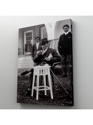 Dünyatablo Atatürk Portre Tablosu Mustafa Kemal Atatürk Dikdörtgen Dekoratif Kanvas Tablo