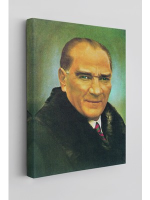 Dünyatablo Atatürk Portre Tablosu Mustafa Kemal Atatürk Dikdörtgen Dekoratif Kanvas Tablo